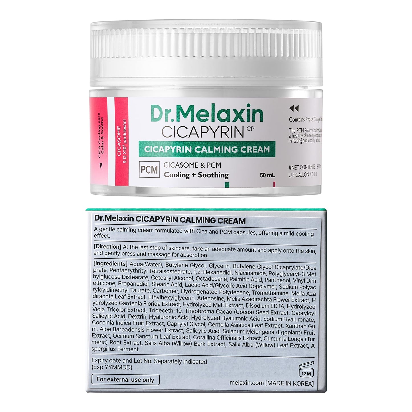 Dr. Melaxin Cicapilin Calming Cream, 1.7 fl oz (50 ml), Cooling Trouble Niacinamide, Aperica Leaf Extract, Moisturizing Cream, Moisture Moisturizing Care, Korean Skin Care, Korean Cosmetics'