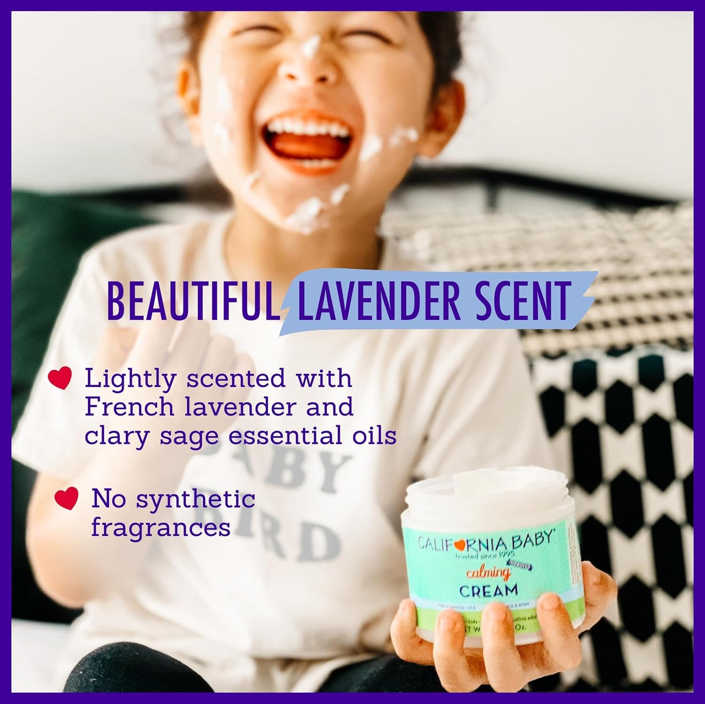 California Baby Calming Cream - 100% Plant-Based Lavender Moisturizer for Dry Skin, Hypoallergenic, 113g