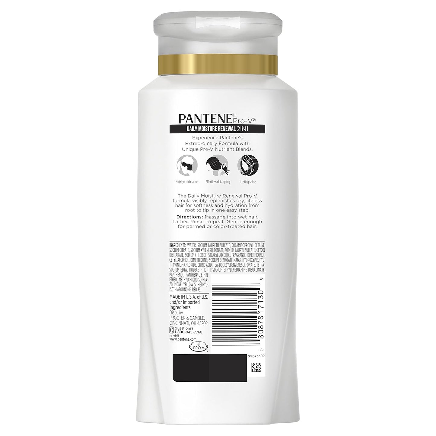 Pantene Pro-V Daily Moisture Renewal 2-in-1 Shampoo and Conditioner, 25.4 Fluid Ounce