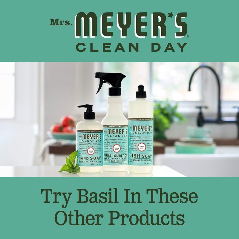 Mrs. Meyer's Hand Soap, Made with Essential Oils, Biodegradable Formula, Basil, 12.5 Fl. Oz