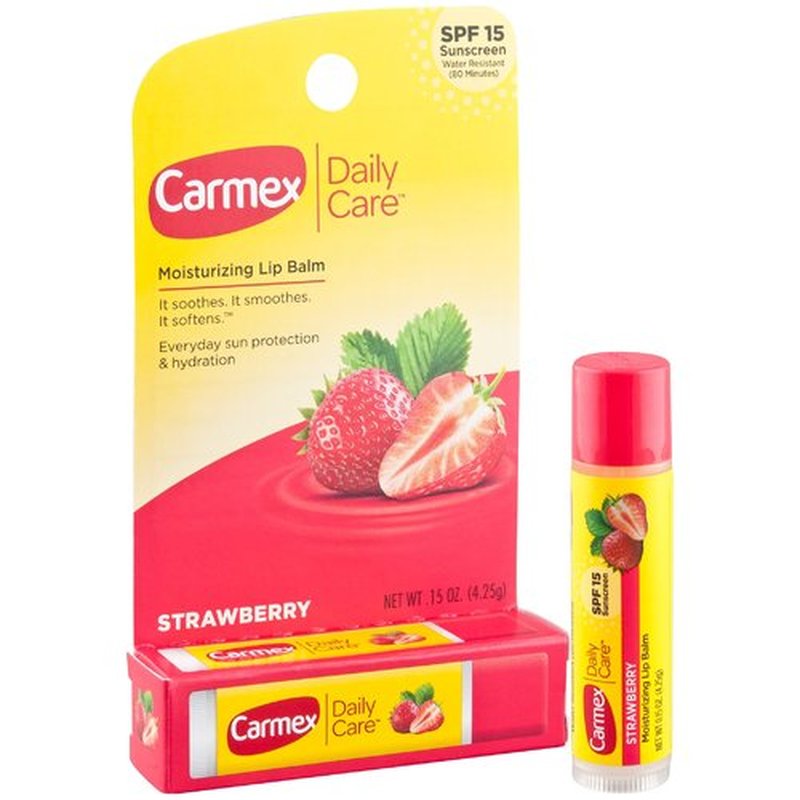 Carmex Click-Stick Moisturizing Lip Balm SPF 15 Strawberry 0.15 oz (Pack of 6)