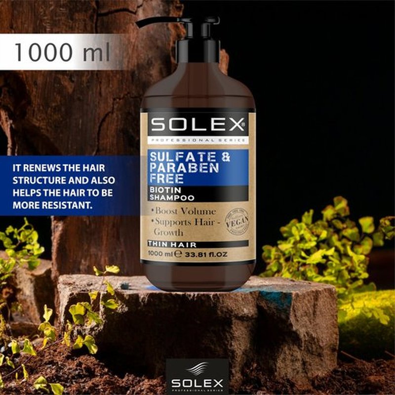 SOLEX Biotin Oil Shampoo for Hair Growth- Sulfate & Paraben Free - Volumizing Shampoo for Hair Loss - Treatment for Men & Women Hair Thickening Volumizing Products, (1 pack x 33.8 Fl Oz. / 1000 mL)