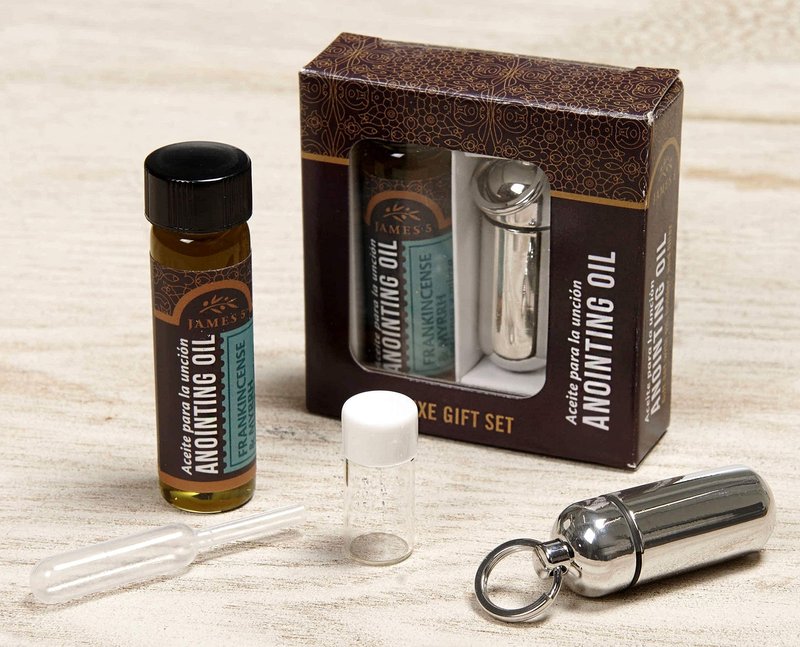 Broadman Church Supplies Anointing Oil & Holder Gift Set, with Key Ring and Eyedropper - Silver
