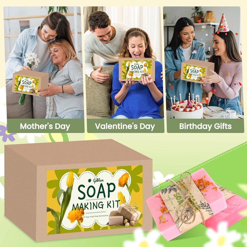 DIY Soap Making Kit - Complete Supplies with Shea Butter & Silicone Molds | Perfect Gift for Beginners