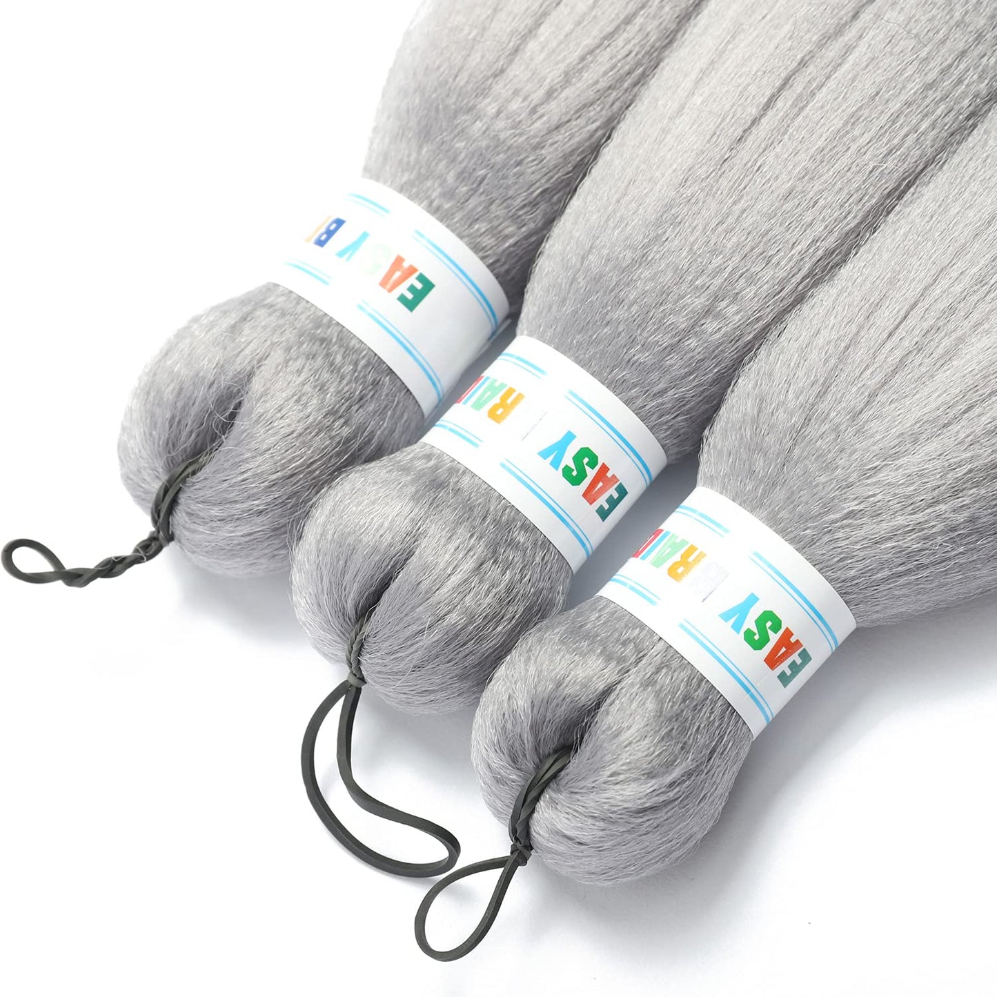 Newluyang Pre Stretched Braiding Hair, Synthetic Crochet Hair Braids,26 inch 3 Packs Hot Water Setting Professional Yaki Texture Crochet Hair Extension Braids. (26inch,Grey)