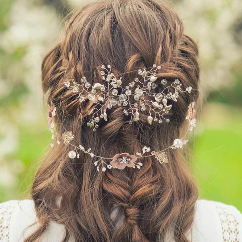 Pearl and Flower Headpiece - Bridal Hair Accessories with Headband for Weddings