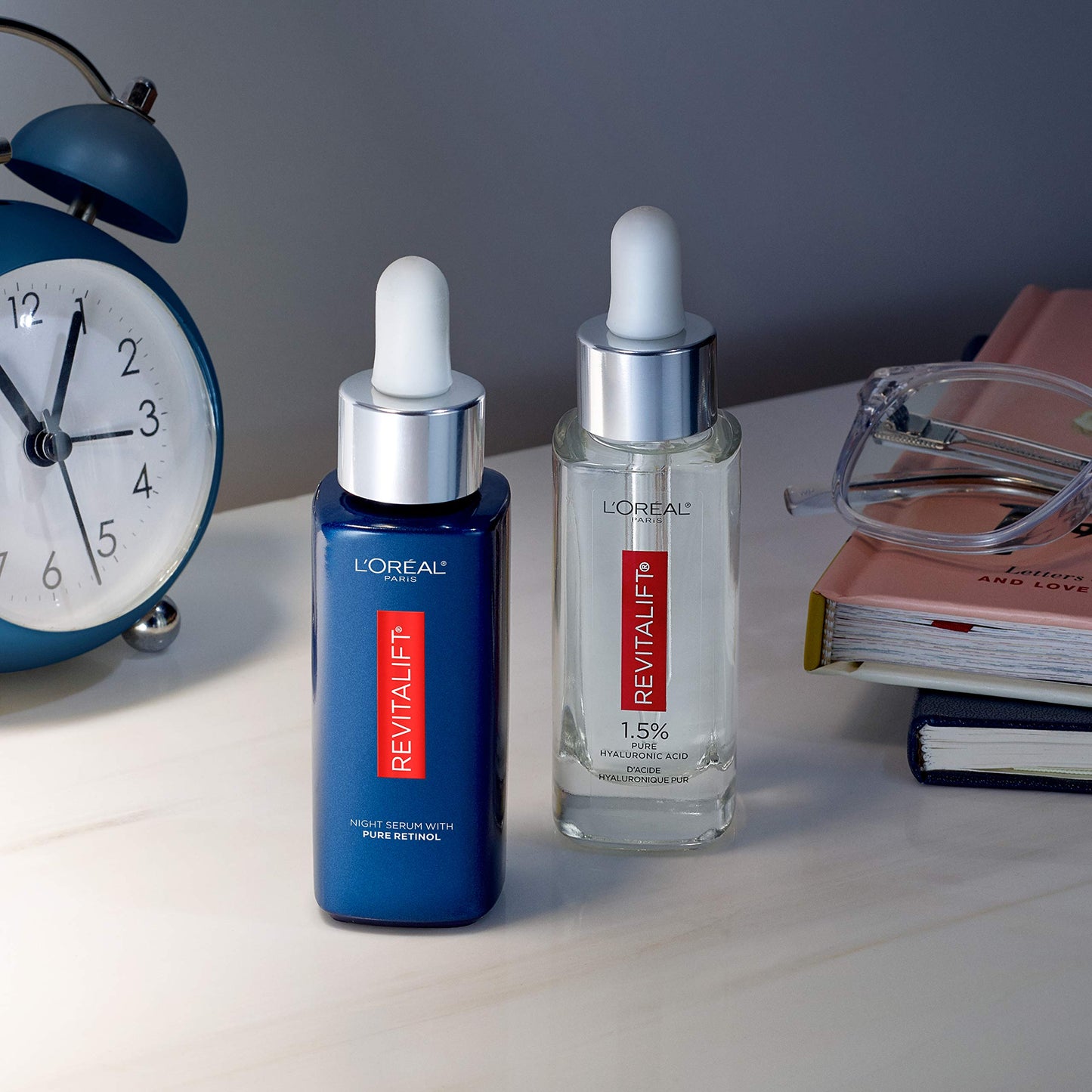 L'Oreal Paris Revitalift 1.5% Pure Hyaluronic Acid Face Serum + 0.3% Pure Retinol Night Serum, 1 kit