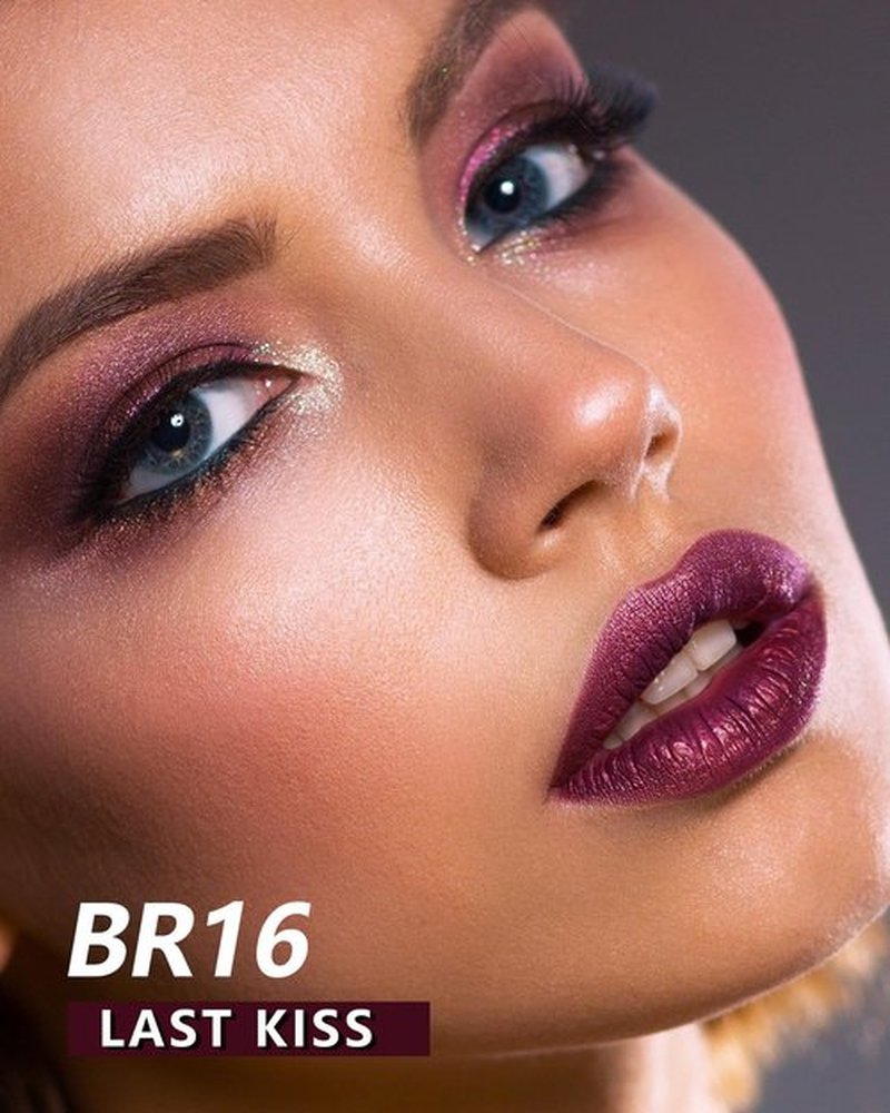 MAKI YIKA Dark Purple Lipstick for Women Metallic Lipsticks Glitter Long Lasting Lipstick No Smudge No Transfer Liquid Lip Gloss (BR16 Last Kiss)