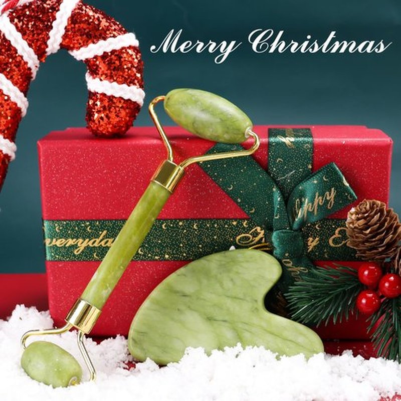 BAIMEI IcyMe Gua Sha & Jade Roller Facial Tools Face Roller and Gua Sha Set for Puffiness and Redness Reducing Skin Care Routine, Self Care Gift for Men Women - Green