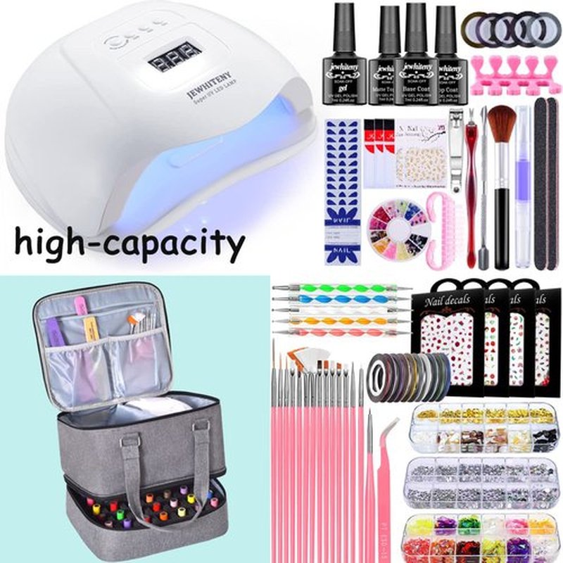 Quoyiyo Nail Polish Bag Organizer Case, Nail Polish Organizer Case Hold 42 Bottles (15 ml) and Nail Lamp, Double Layers Nail Polish Case with Adjustable Dividers for Nail Art Tools(15 ml)
