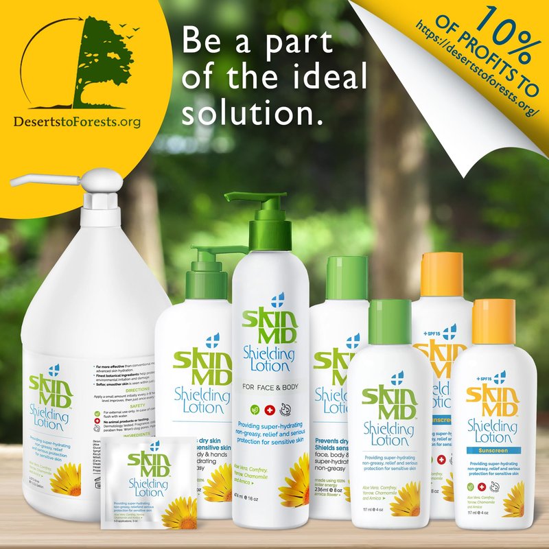 Skin MD Shielding Lotion Hydrating Body Lotion for Sensitive Skin with Dispenser | Non-Greasy, Fast-Absorbing Moisturizer with Plant-Based Ingredients, Eczema & Psoriasis Relief - 4oz 3-Pack