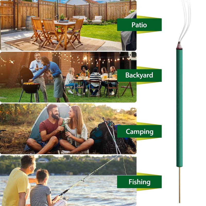 KICKOUTOR Mosquito Repellent Incense Sticks with Natural Citronella Oil, 24 Count DEET-Free Outdoor Protection for Patios, Backyard Gatherings & Camping, Up to 2.5-Hour Against Gnats & No-See-Ums