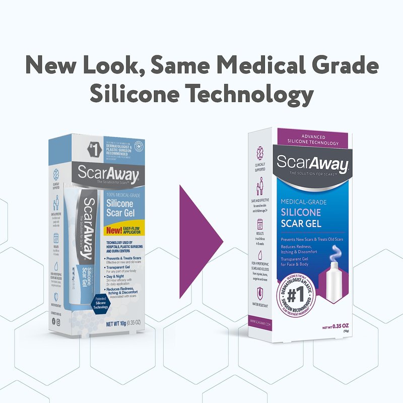 ScarAway 100% Medical-Grade Silicone Scar Gel for Face, Body, Surgical, Burn, Hypertrophic, Keloids and Acne Scar Treatment, 0.71 Ounces, (20 Grams)