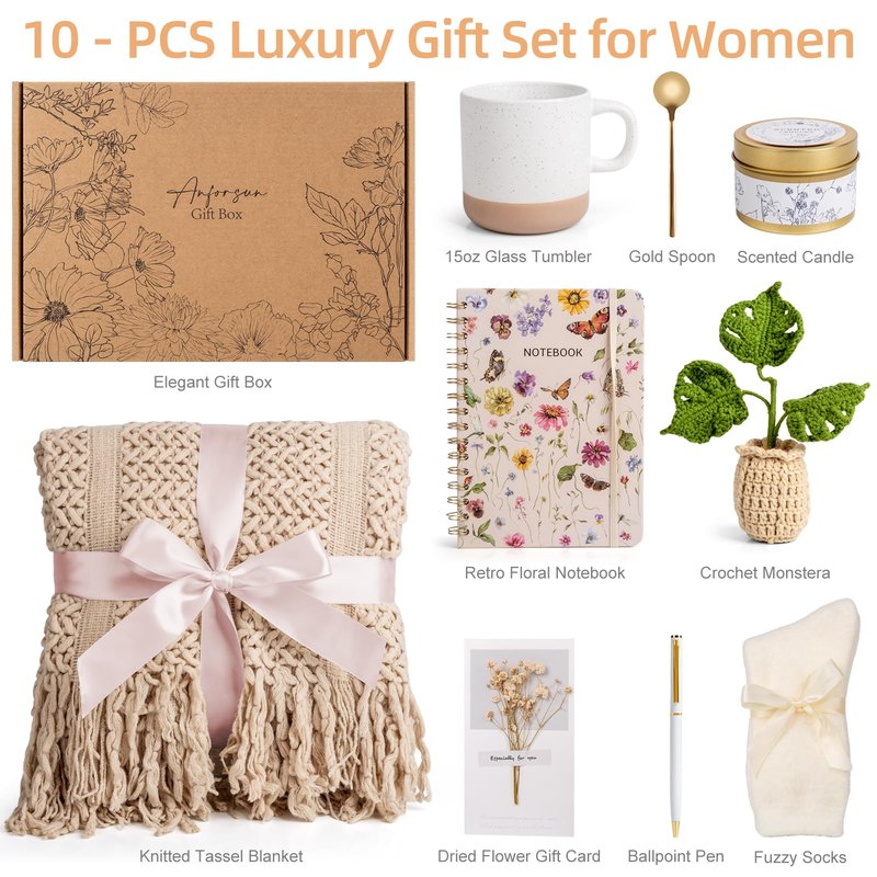 Mothers Day & Gift Baskets for Women, Birthday Gifts for Women, Self Care Gift Baskets Care Package, Thank You, Get Well, Sympathy Friendship Gifts for Mom, Grandma, Sister,Friends, Girls