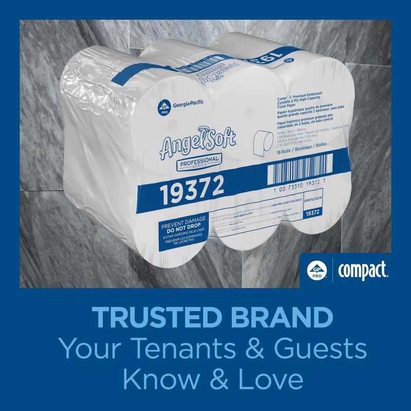 Georgia-Pacific Angel Soft Professional Series -19372 Compact Coreless 2-Ply Recycled Toilet Paper by GP PRO (Georgia-Pacific), White, 1,125 Sheets Per Roll, 18 Rolls Per Case