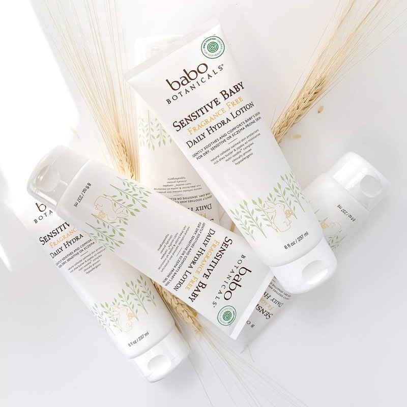Babo Botanicals Sensitive Baby Fragrance-Free Daily Hydrating Baby Lotion- For body & face - For Babies, Kids & Adults with Sensitive Skin - EWG Verified - Vegan (Packaging may vary)