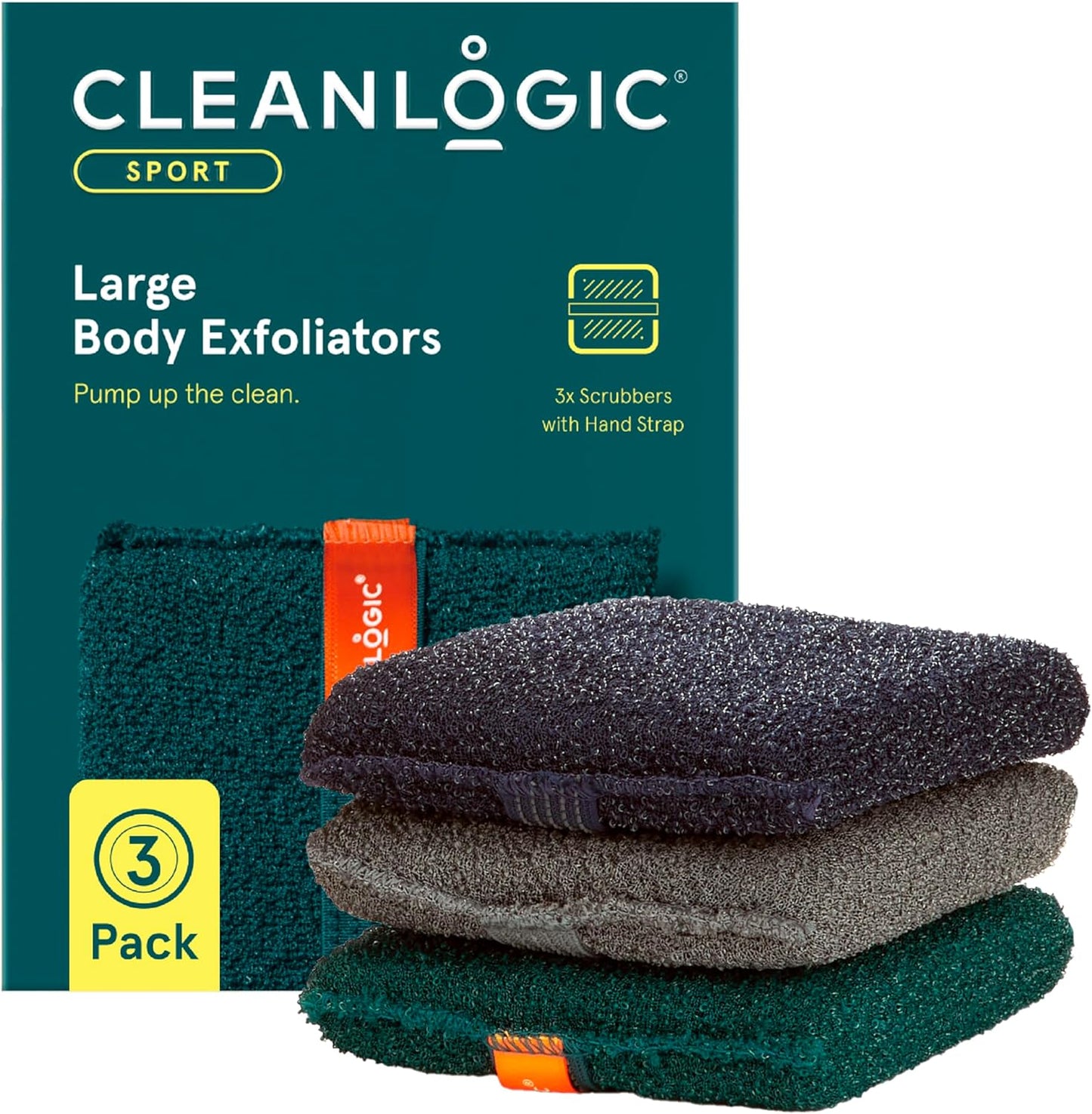 Cleanlogic Organic Cotton Exfoliating Body Scrubber, Reusable Exfoliator Tool for Smooth Skin, Daily Skincare Routine, Natural, 3 Ct Value Pack