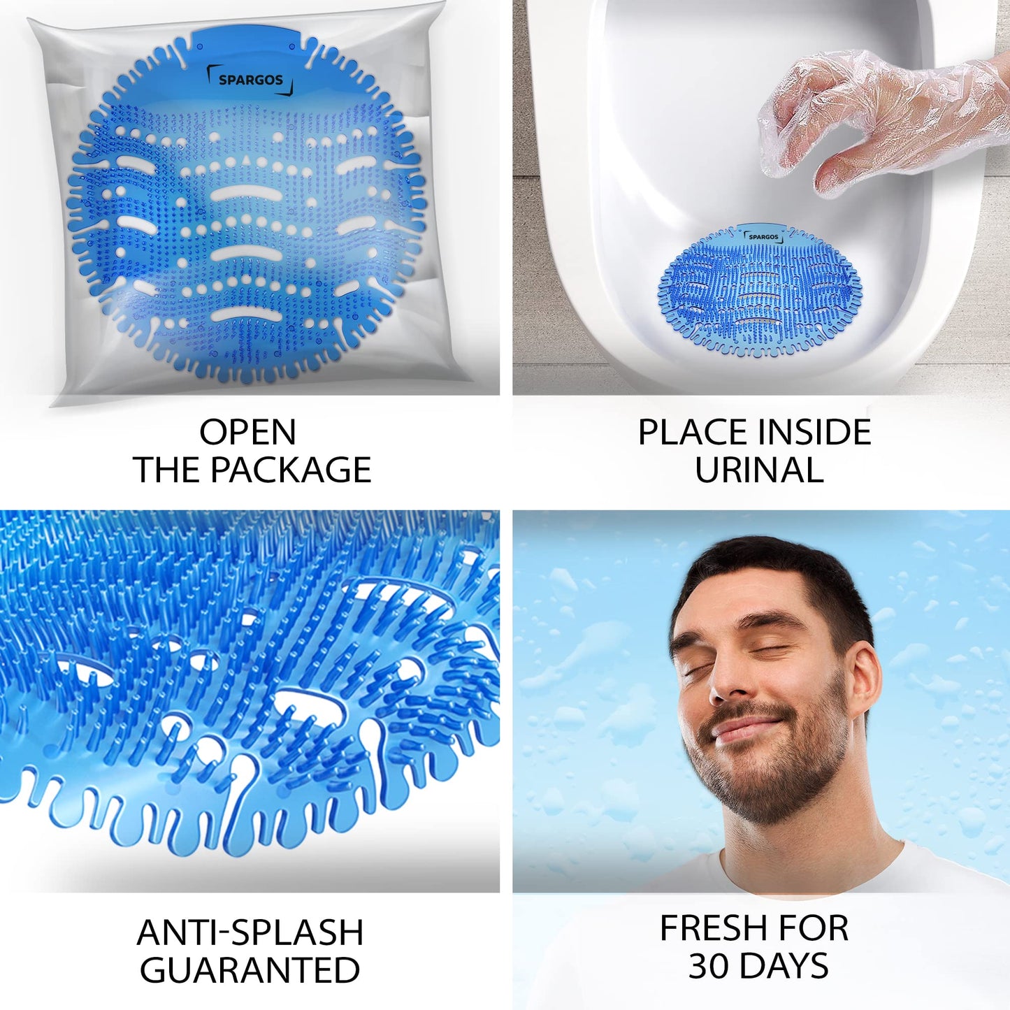 Urinal Screen Deodorizer (24 Pack) Urinal Cakes Anti-Splash Odor Protection for Toilets in Bathroom Office Stadiums Schools with Free Gloves - 24pcs Ocean Breeze Scent