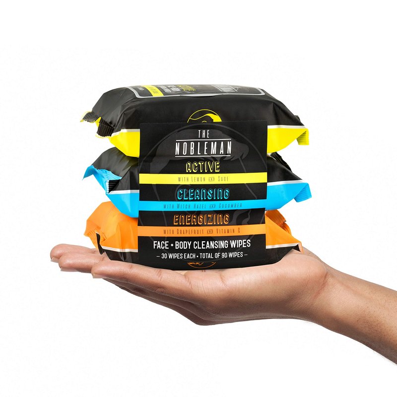 Men's Active/Cleansing/Energizing Face + Body Cleansing Wipes - 3 Pack (90ct)