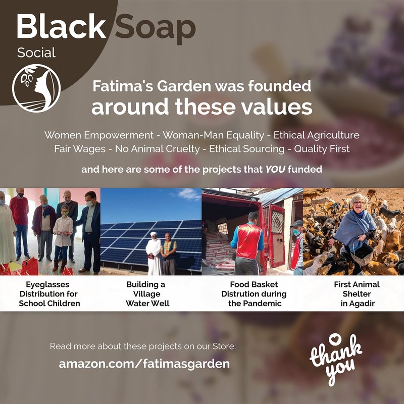Fatima's Garden Argan Oil Black Soap - Exfoliating Cleanser, 250g