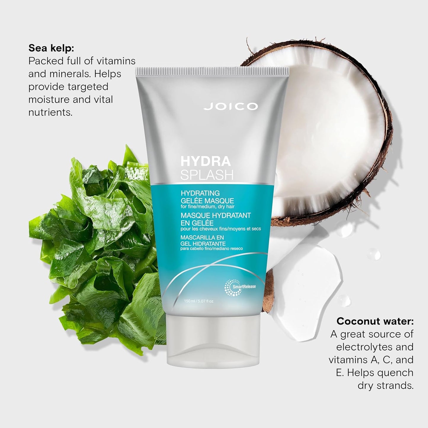 Joico HydraSplash Hydrating Gelée Masque | For Fine, Medium, Dry Hair | Replenish Hydration | Boost Shine | With Sea Kelp & Coconut Water