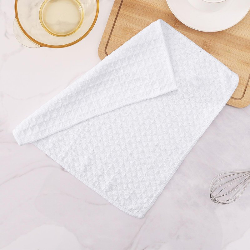 Homaxy Microfiber Waffle Weave Kitchen Dish Cloths, 12 x 12 Inch Ultra Absorbent and Solid Color Dish Towels for Kitchen Fast Drying Dishcloth for Washing Dishes, 6 Pack, White
