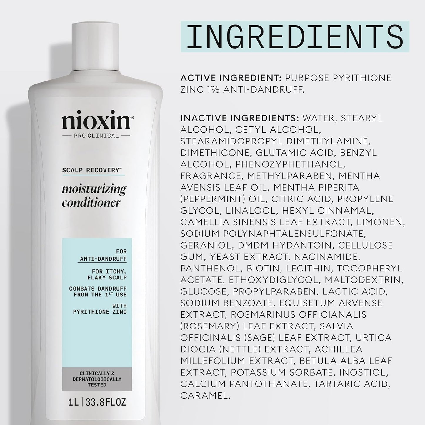 Nioxin Scalp Recovery Moisturizing Conditioner | For Itchy, Flaky Scalp | Anti-Dandruff | Formulated with Pyrithione Zinc & Strengthening Amino Acids