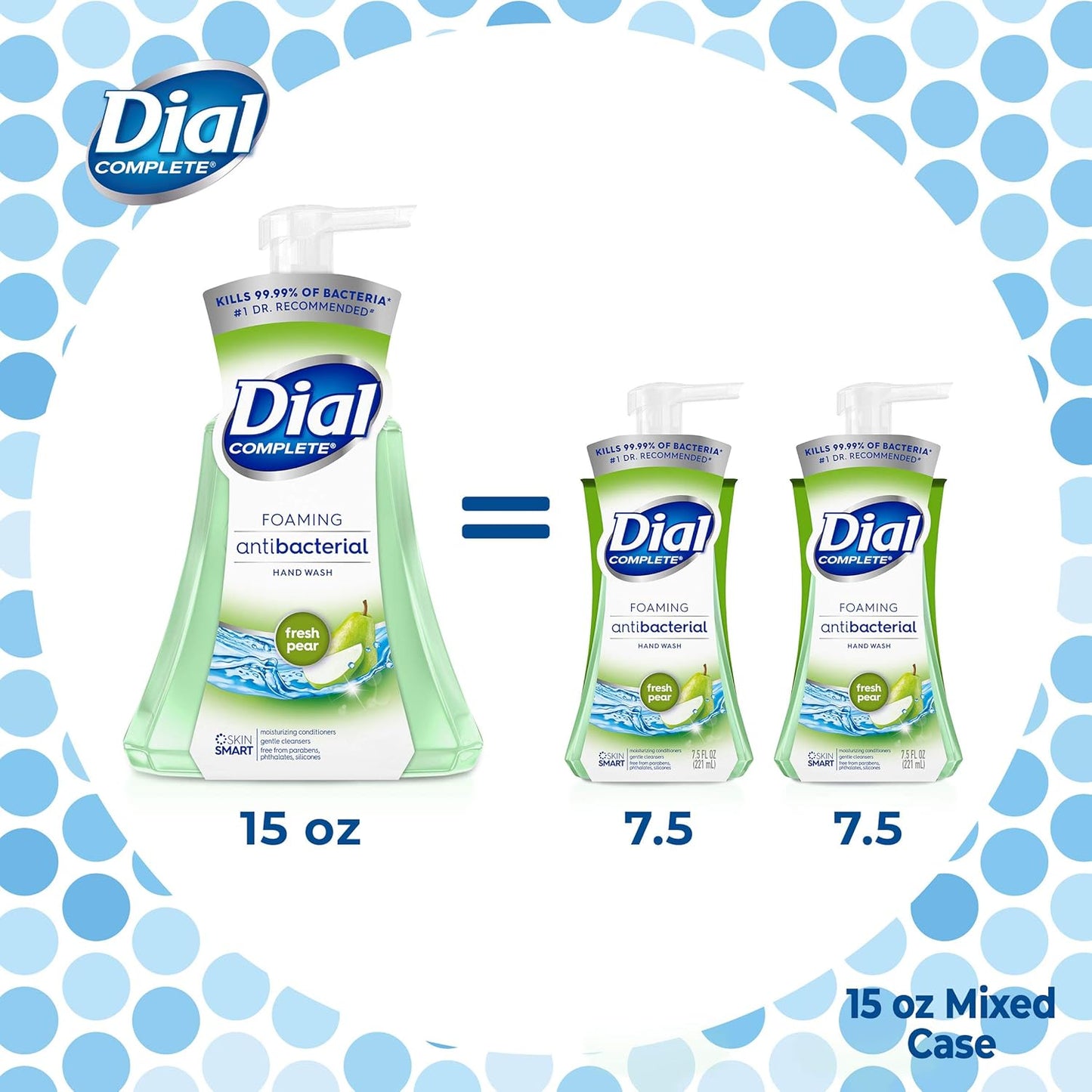 Dial Complete Antibacterial Foaming Hand Wash, Coconut Water/Soothing White Tea, 15 fl oz (Pack of 4)