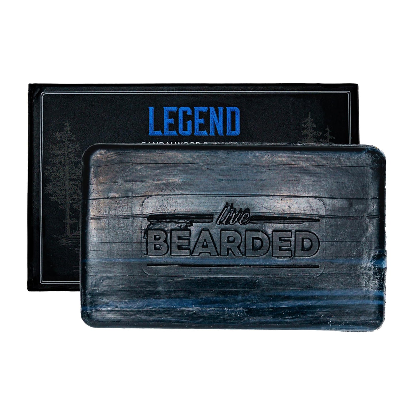 Live Bearded All-Natural Bar Soap for Men, 3-Pack of 5 oz - Made in the USA - Exfoliates and Moisturizes - Charcoal, Pumice, Shea Butter | Legend Scent - Sandalwood, Vanilla