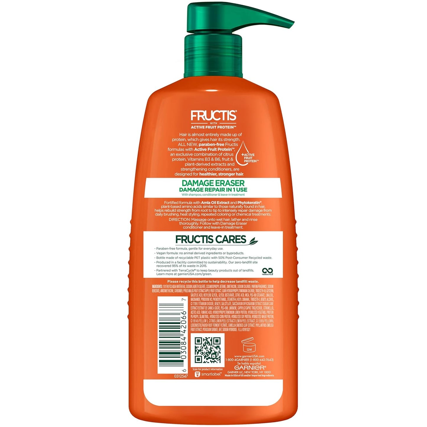 Garnier Fructis Damage Eraser Shampoo, Distressed, Damaged Hair, 33.8 fl. oz.