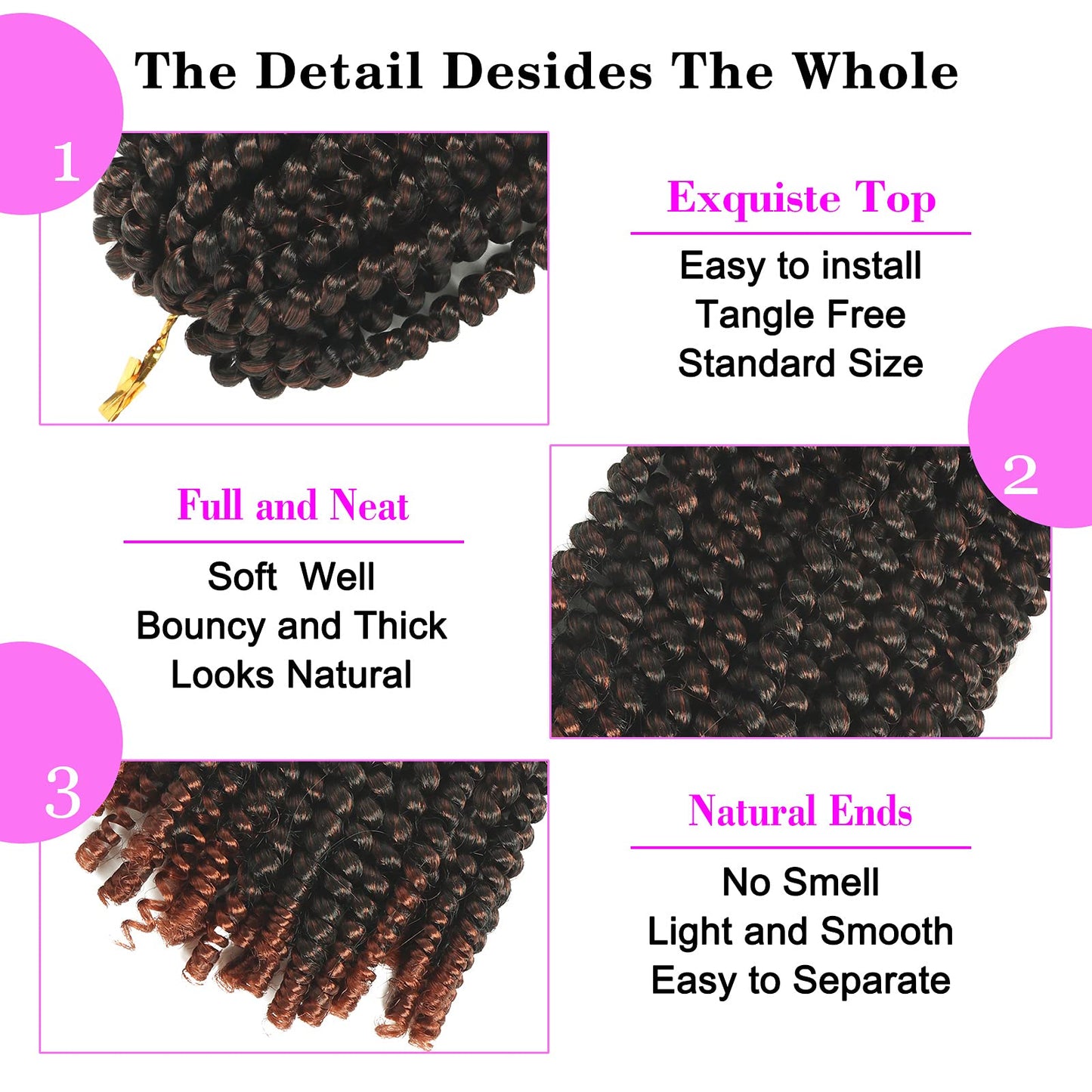 8 inch Spring Twist Crochet Braids Hair for Butterfly Locs Bomb Twist Crochet Hair Beyond Beauty Ombre Colors Synthetic Fluffy Hair Extension 7 Packs (8 Inch, T350)