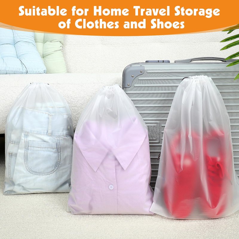 50 Pack Shoe Bags for Travel, 15.7" x 11.8" Large Clear Travel Shoe Bag Vacation Essentials Cruise Essentials Portable Drawstring Packing for Men & Women