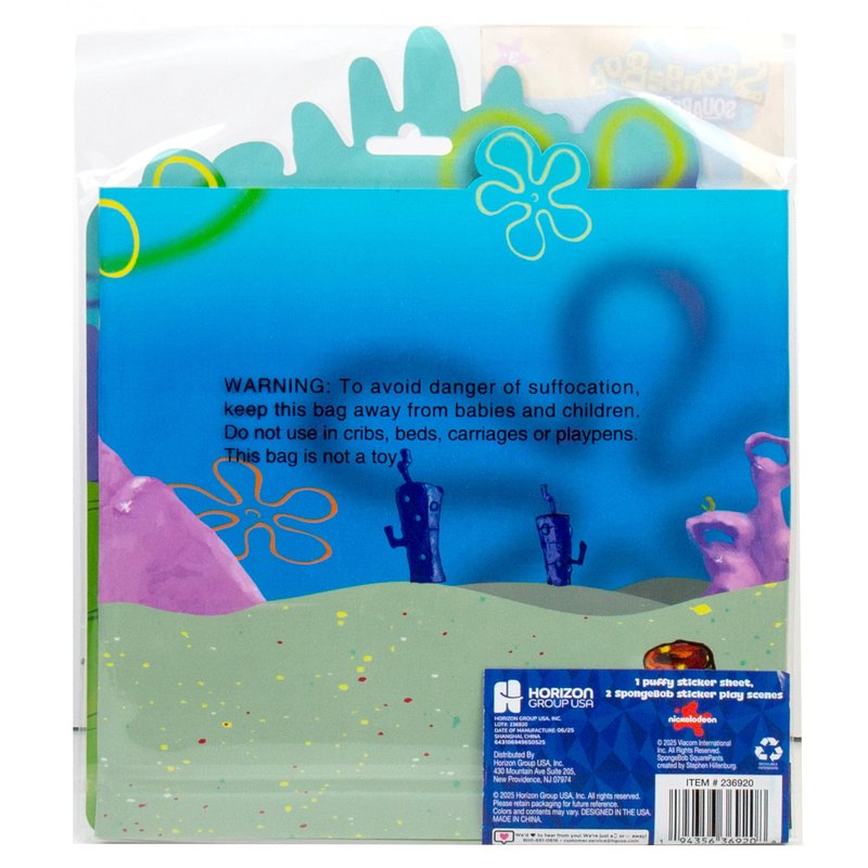 Horizon Group USA Puffy Sticker Playset for Kids, Spongebob