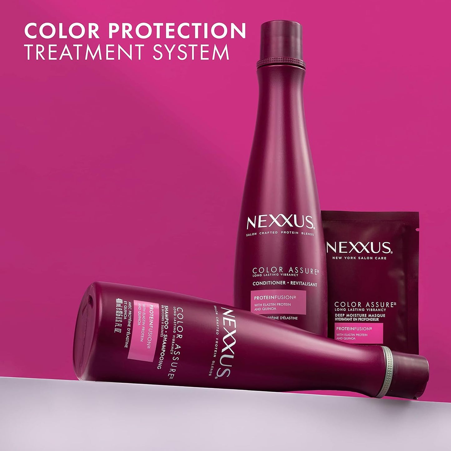 Nexxus Color Assure Shampoo ProteinFusion Twin Pack For Colored Hair Enhanced Color Vibrancy Sulfate-free & Silicone-free 13.5 oz