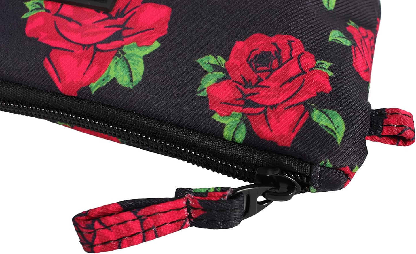Betsey Johnson 8.5 Inch Zipper Cosmetic Pouch Small Toiletry Bag–Lightweight Durable Polyester Organizer with Inner Zipped Pocket Good For Makeup Accessories and Travel Needs (Covered Rose)