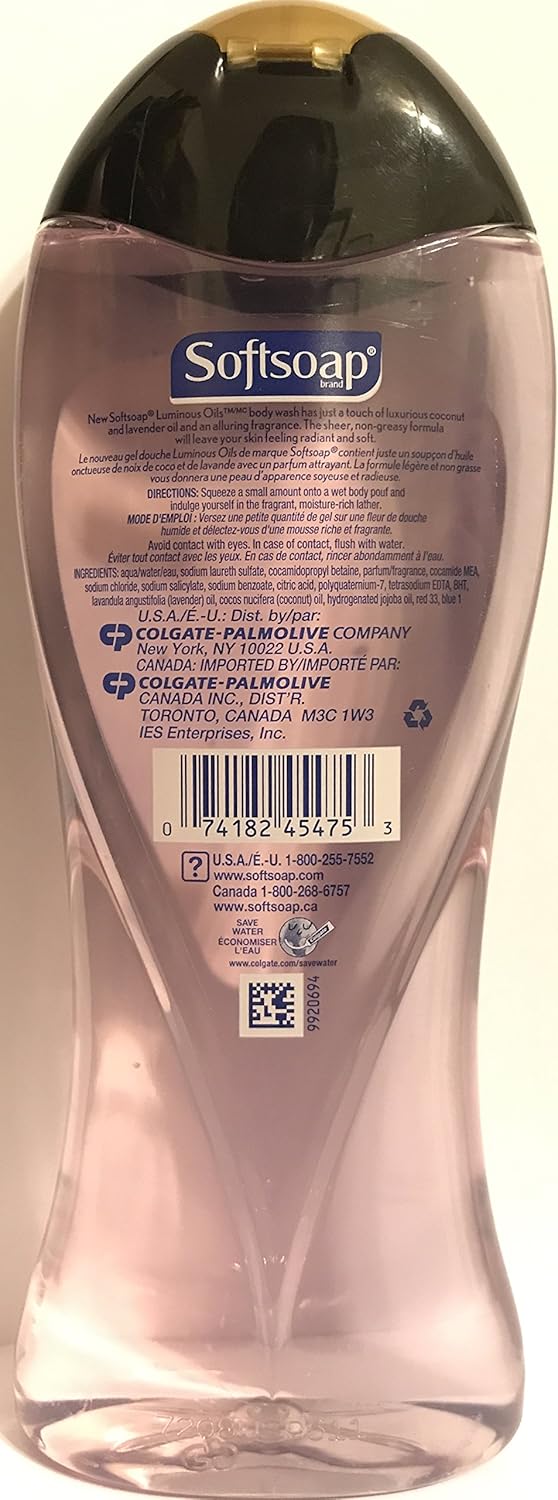 Softsoap Body Wash - Luminous Oils - Coconut Oil & Lavender - Net Wt. 15 FL OZ (443 mL) Per Bottle - Pack of 2 Bottles