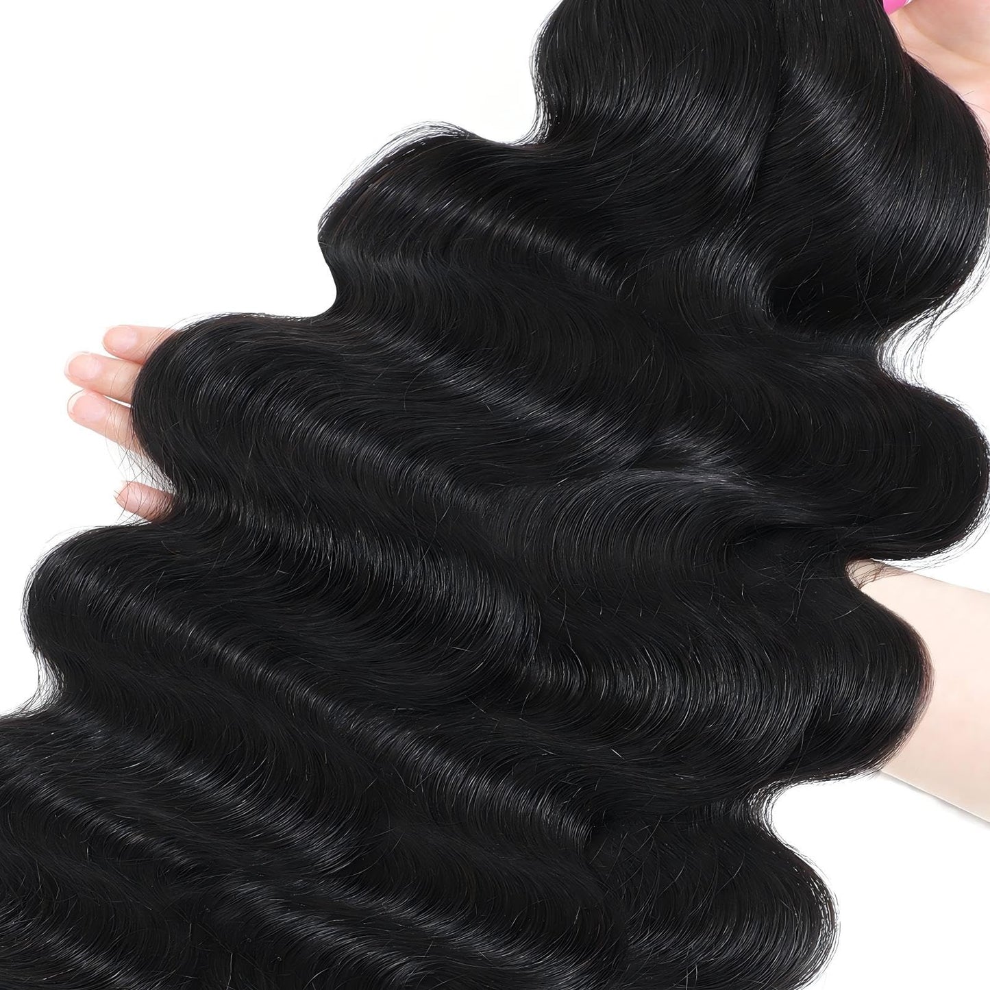 Human Hair Bundles with Closure - Body Wave Bundles with Closure Human Hair 3 Bundles with Closure 24 26 28+20, 100% Unprocessed 12A Brazilian Virgin Hair Bundles with 4x4 Lace Closure Free Part