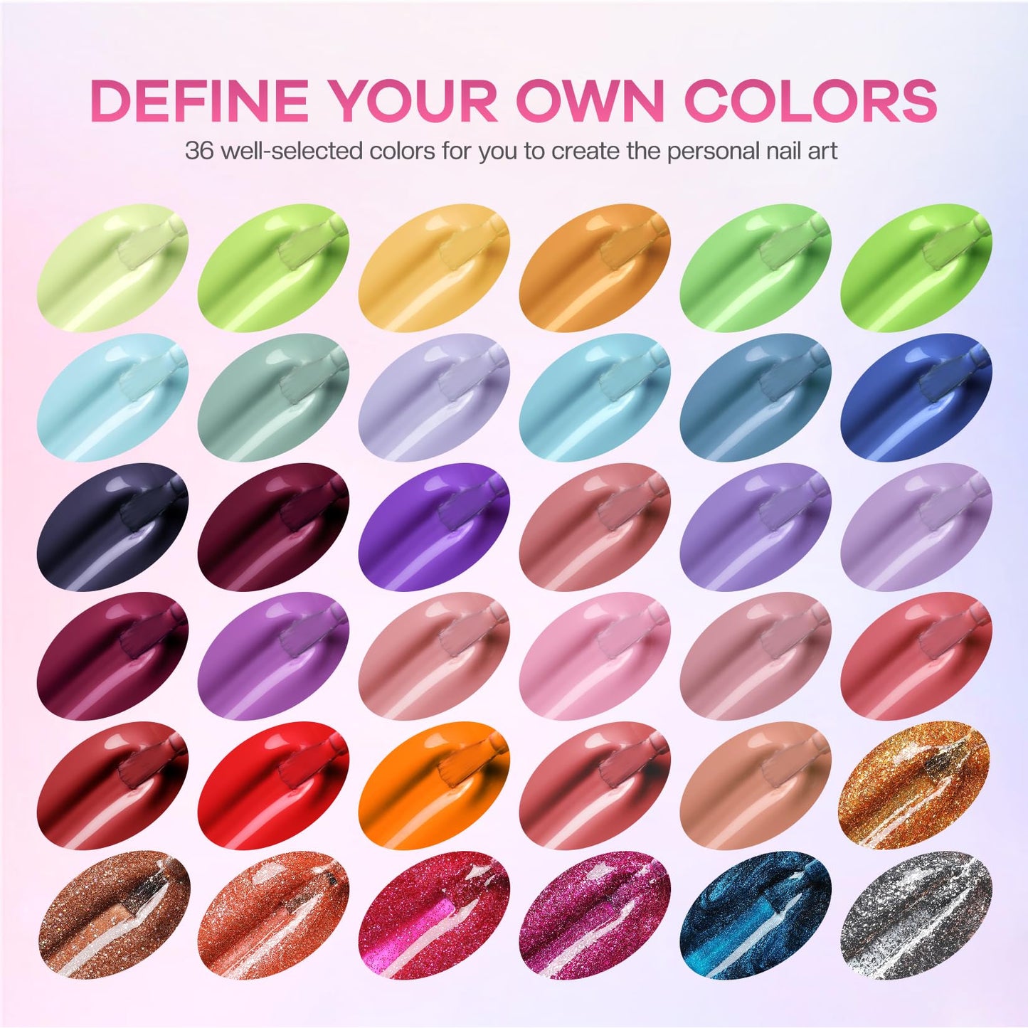 Morovan Gel Nail Polish Kit: 36 Colors Gel Nail Polish Set with with U V Light Soak Off Gel Nail Kit with Pure & Glitter Gel Polish for Beginner Nail Art DIY Manicure