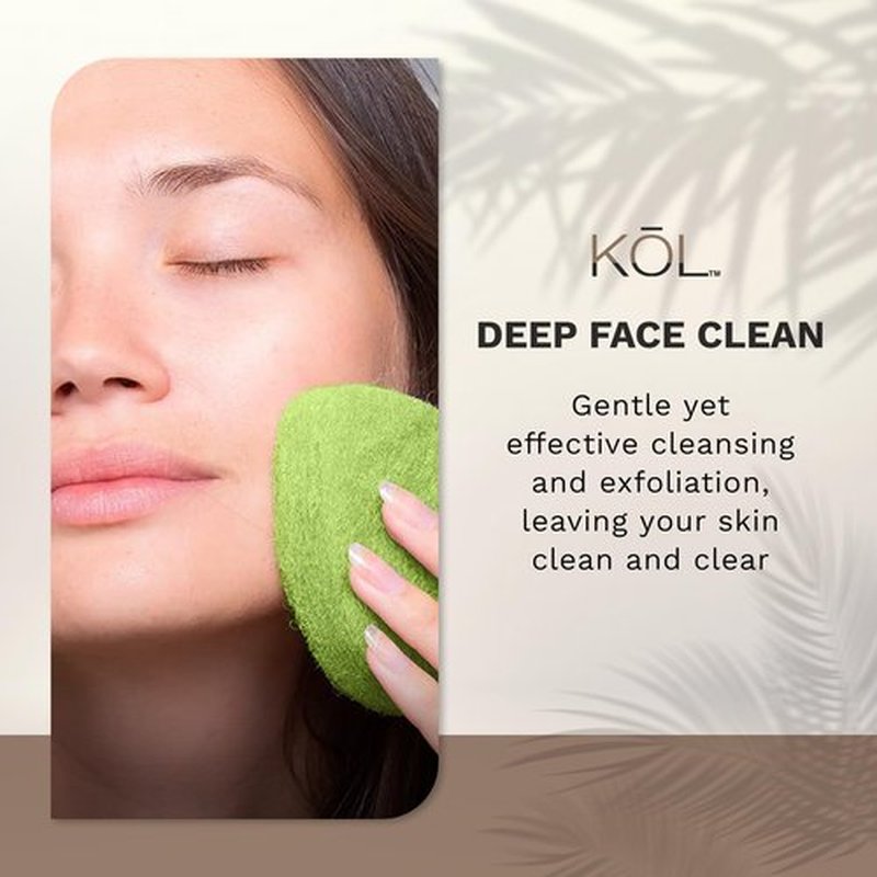 KOL Face Scrubber, Green Tea Infused Exfoliating Facial Cleansing Pads, Disposable Exfoliator Face Sponge for Daily Face Cleaning and Makeup Removal, 6 Count