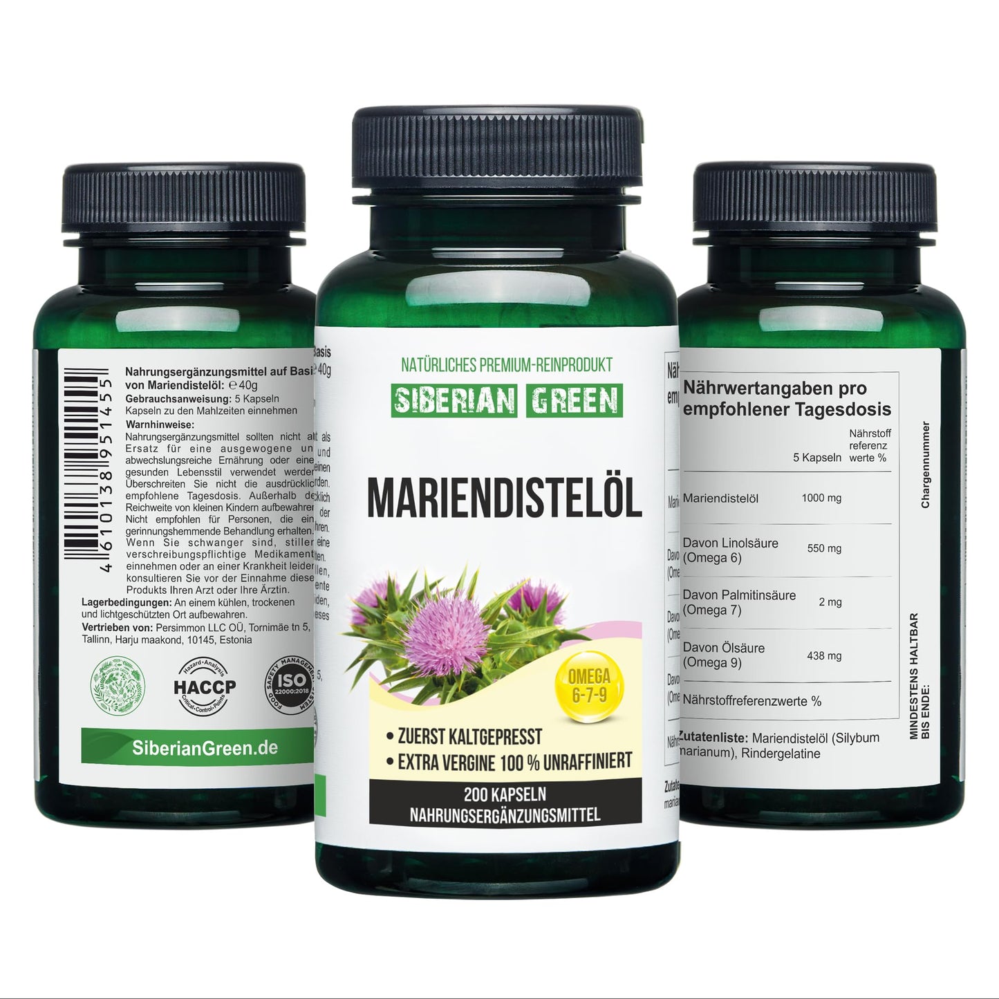 Siberian Green Milk Thistle Oil Capsules 200 Softgels Wild Harvested Siberia Altai Cold Pressed Unrefined