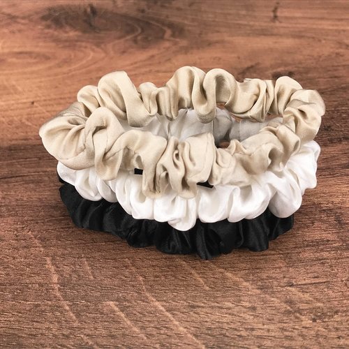 Celestial Silk Mulberry Silk Scrunchies for Hair (Small, Ivory, Black, Taupe)