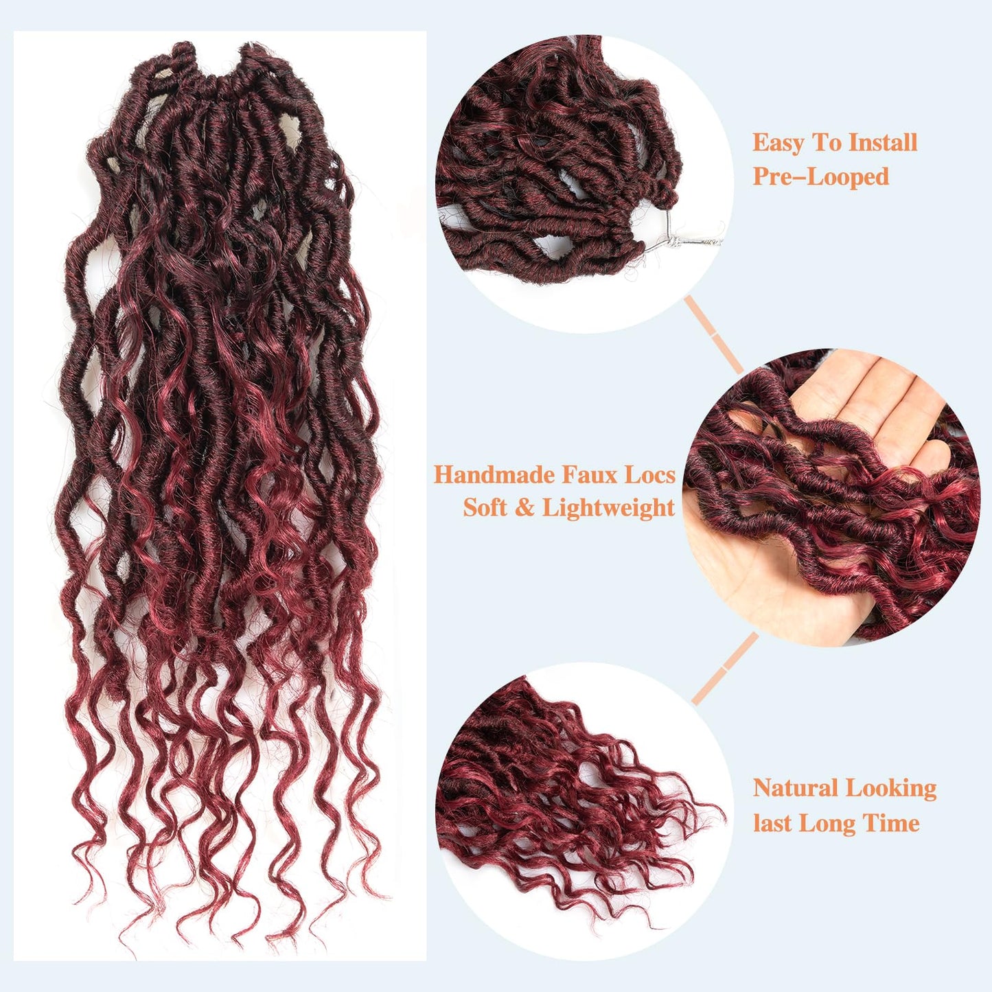 Goddess Locs Crochet Hair 14 Inch 8 Packs Faux Locs Crochet Hair For Black Women Crochet Hair Pre Looped Crochet Faux Locs With Curly Ends River Locs Crochet Hair(14 Inch, 1B/BUG)