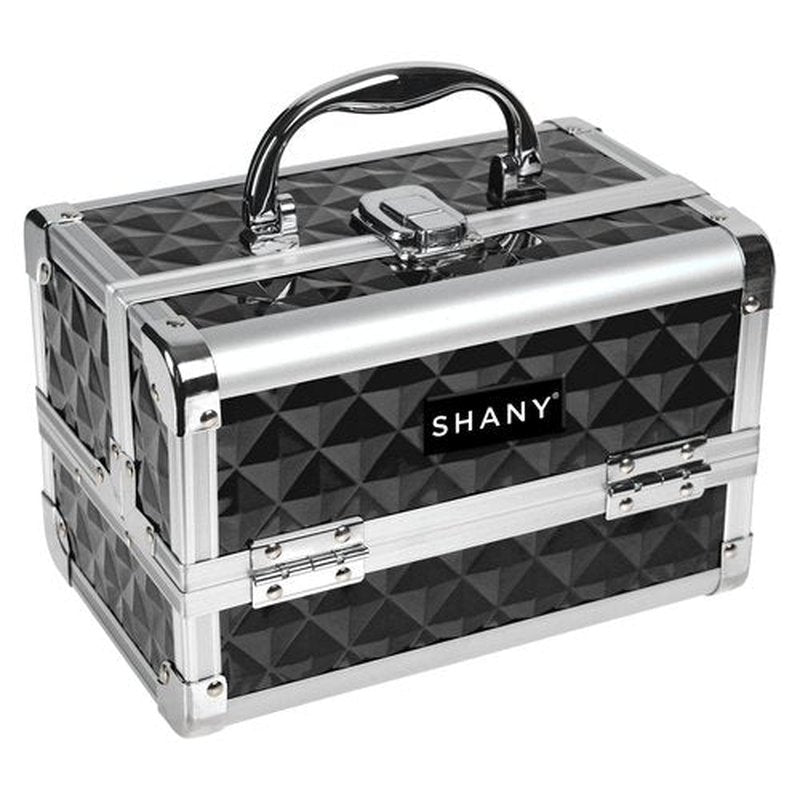 SHANY Chic Makeup Train Case Cosmetic Box Portable Makeup Case Cosmetics Beauty Organizer Jewelry storage with Locks, Multi trays Makeup Storage Box with Makeup Mirror - Black