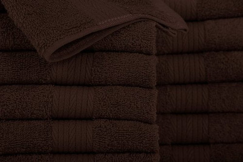 Ample Decor Wash Cloths Pack of 10, Oeko Tex Certified 600 GSM 100% Cotton Soft Absorbent, Premium Quality Durable Machine Washable, Ideal for Bathroom, Pool, Hotel, Spa – Brown