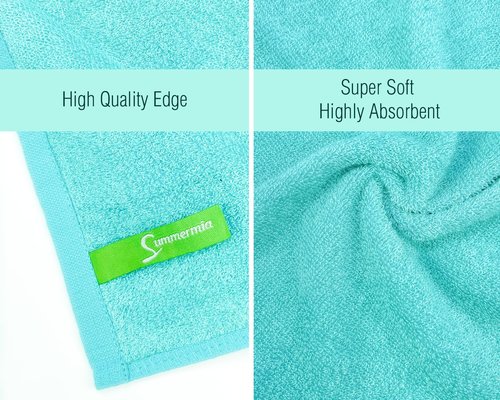 SUMMERMIA Washcloths 12 Pack 33 x 33 cm - Soft Face Cloths for Your Facial Towel, Wash Cloths for Your Body (White + Teal)
