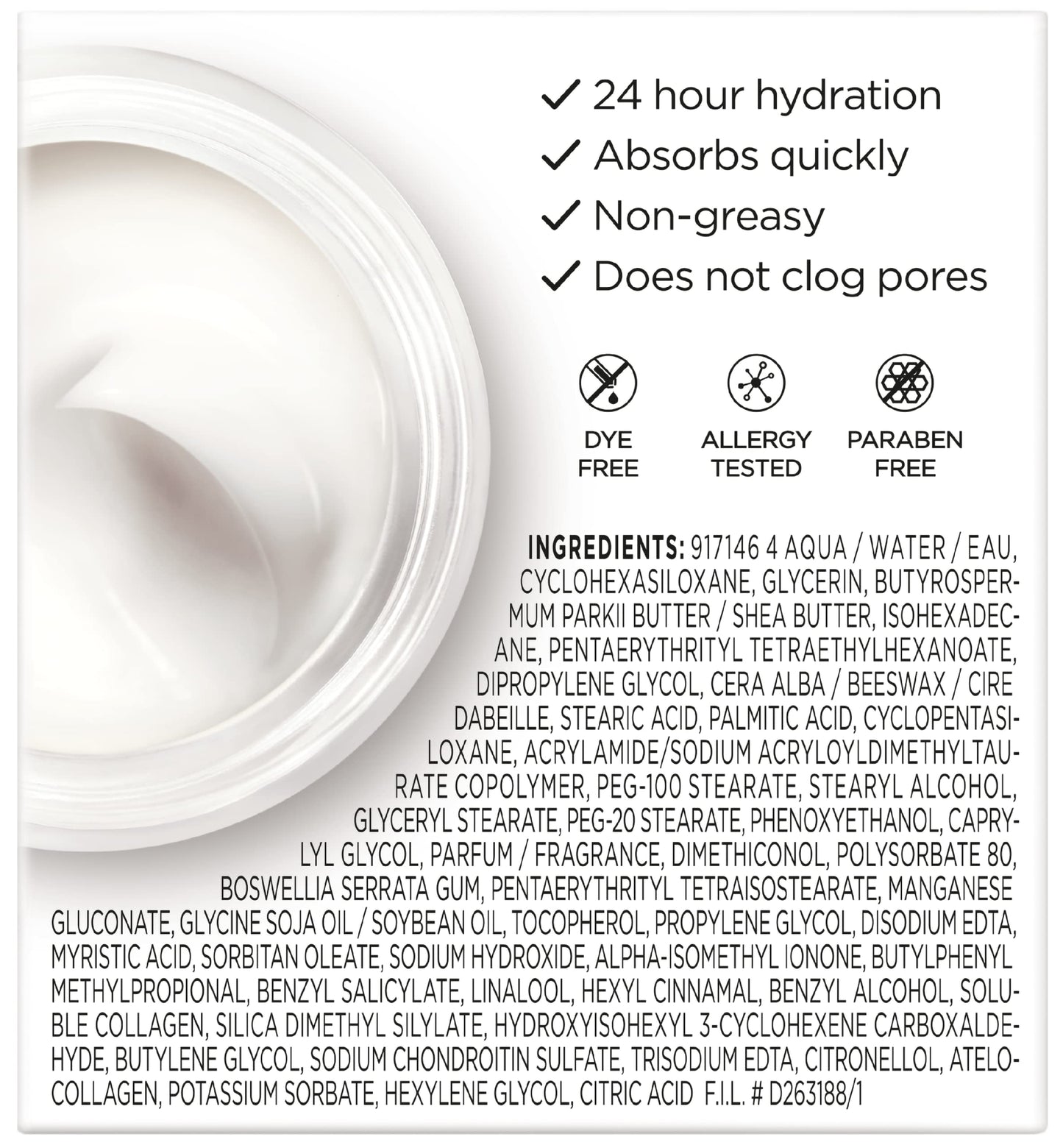L'Oreal Paris Collagen Moisture Filler Face Cream, Anti-Aging Face Moisturizer, Non-Greasy Skin Care Formula For Up to 48HR Hydration, 3.4 Oz, (Pack of 2)