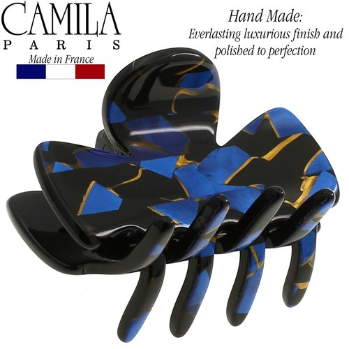 Camila Paris CP2439 French Hair Clip for Women, Large Blue, Handmade Girls Hair Claw Clips Jaw Fashion Durable and Styling Hair Accessories for Women, Strong Hold No Slip Grip, Made in France