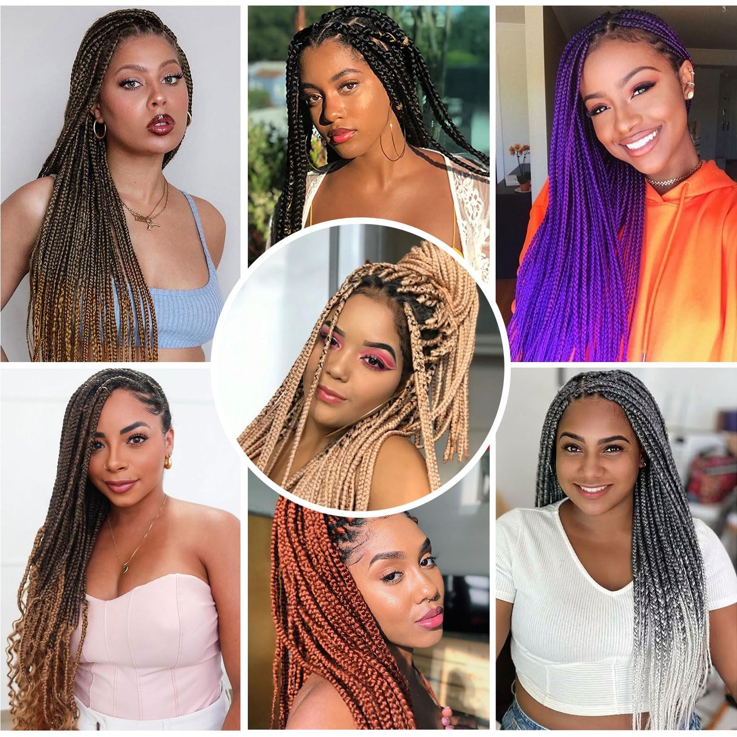 32 Inch Pre Stretched Braiding Hair Ombre Grey Long Crochet Braid Hair Yaki Braiding Hair Pre Stretched Hot Water Set Synthetic Braids(1B/Grey, 6packs, 32inch)