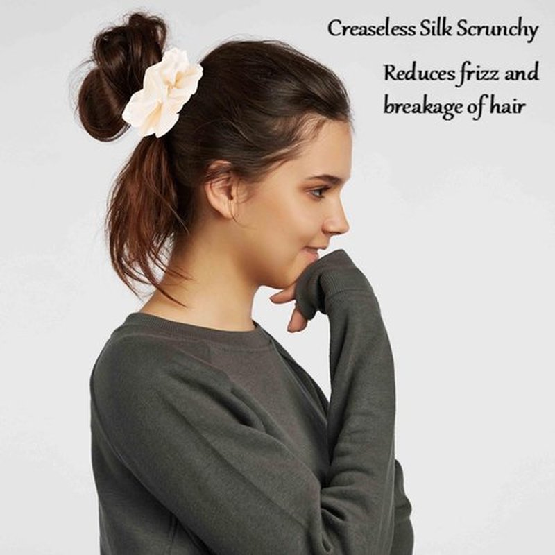MurierSilk Mulberry Silk Hair Scrunchies - 100% Pure Silk Elastic Ponytail Holders for Women & Girls, Anti-Frizz & Breakage Hair Accessories, Large 4-Pack