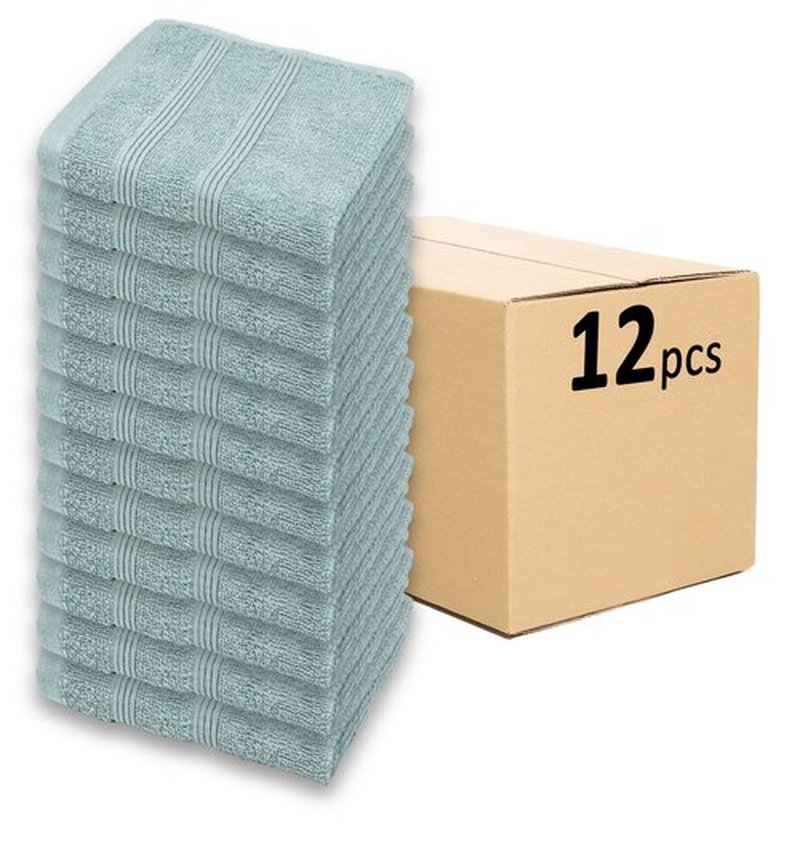 Kaufman - Premium Washcloth Set of 12 (13x13 Inches) 100% Cotton Ring Spun, Highly Absorbent, Durable and Ultra Soft Feel Wash Cloths Essential for Bathroom, Spa, Gym, and Face Towel (12PK)